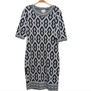 Beige By Eci Stretchy Aztec Print Metallic Sweater midi Dress